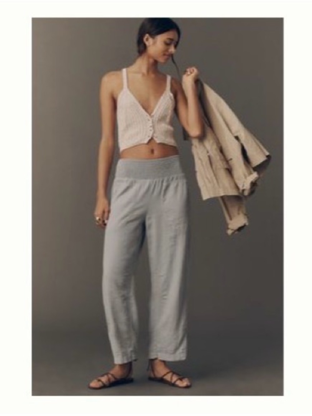 Anthropologie Pilco Reese smocked pull-on barrel pants